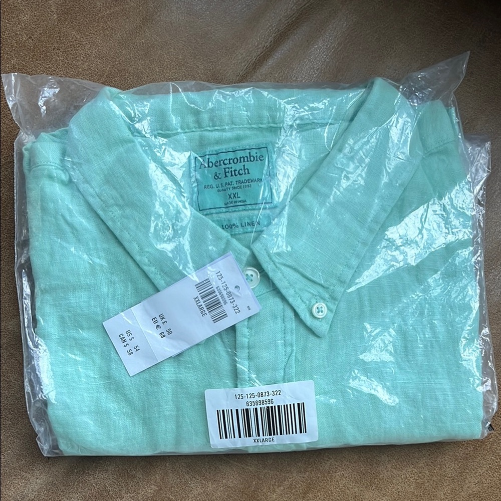 Abercrombie & Fitch Men's Green Short sleeve linen Shirt
